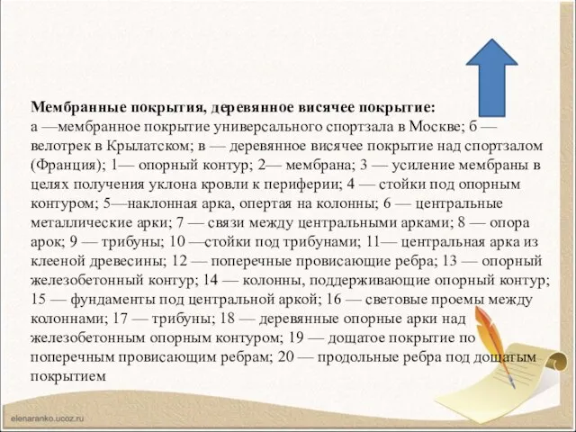 Мембранные покрытия, деревянное висячее покрытие: а —мембранное покрытие универсального спортзала в