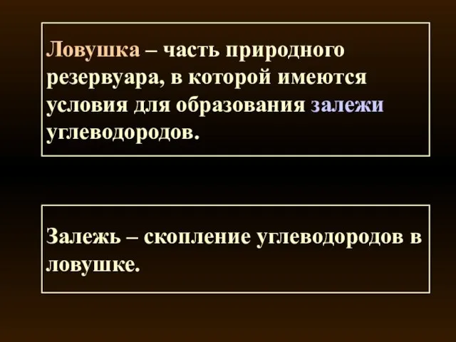 Ловушка – часть природного резервуара, в которой имеются условия для образования