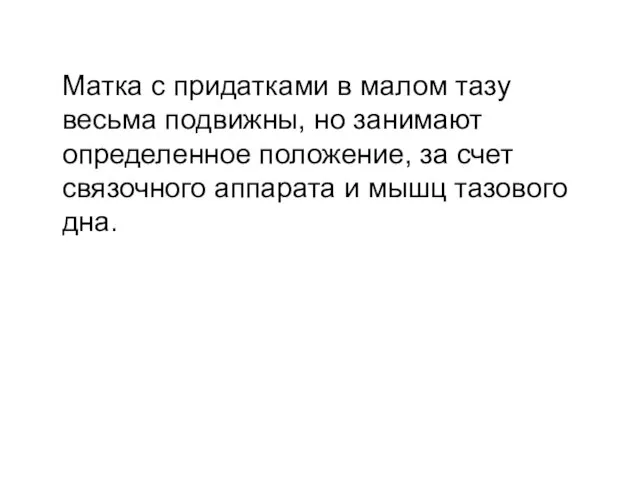 Матка с придатками в малом тазу весьма подвижны, но занимают определенное