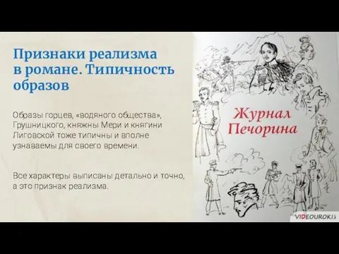 Признаки реализма в романе. Типичность образов Образы горцев, «водяного общества», Грушницкого,