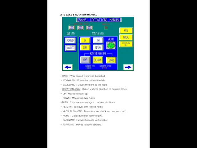 2-10 BAKE & ROTATION MANUAL * BAKE : Wax coated wafer