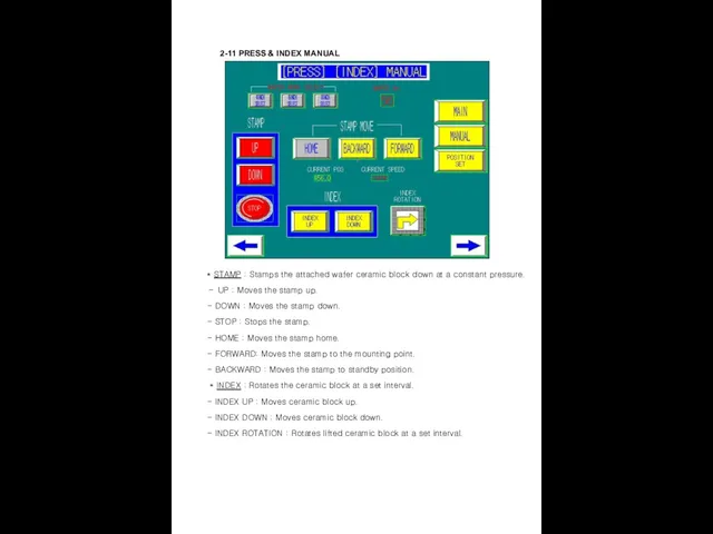 2-11 PRESS & INDEX MANUAL * STAMP : Stamps the attached