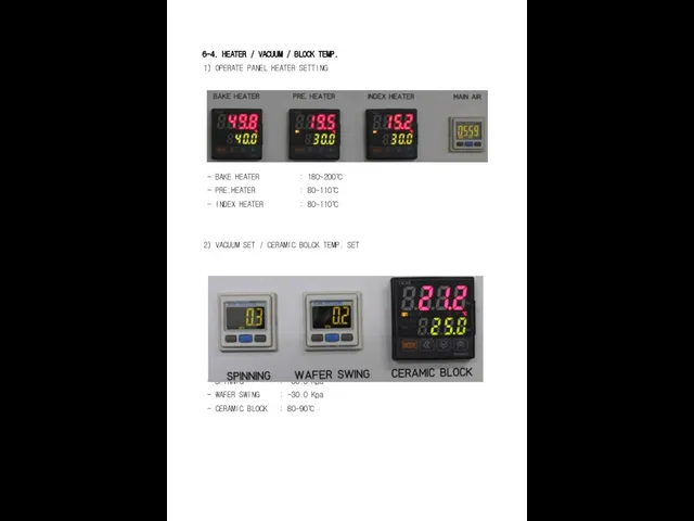 6-4. HEATER / VACUUM / BLOCK TEMP. 1) OPERATE PANEL HEATER