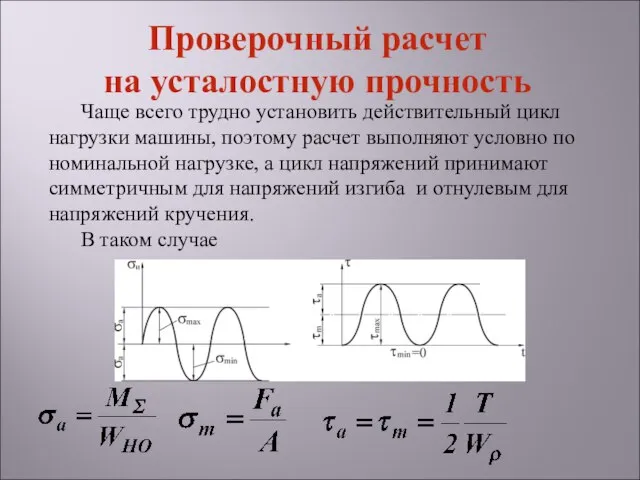 Чаще всего трудно установить действительный цикл нагрузки машины, поэтому расчет выполняют