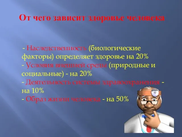 От чего зависит здоровье человека - Наследственность (биологические факторы) определяет здоровье