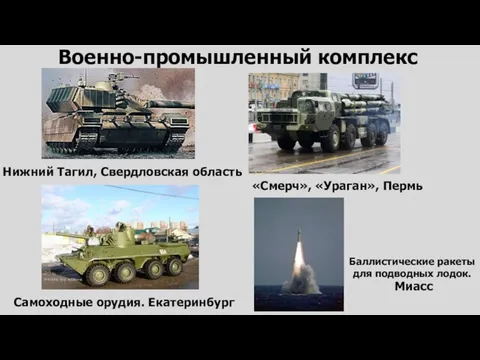 Военно-промышленный комплекс Нижний Тагил, Свердловская область Самоходные орудия. Екатеринбург «Смерч», «Ураган»,