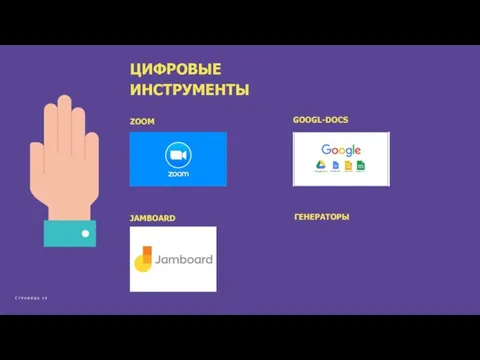 ЦИФРОВЫЕ ИНСТРУМЕНТЫ С Т Р А Н И Ц А 1 4 ZOOM JAMBOARD GOOGL-DOCS ГЕНЕРАТОРЫ