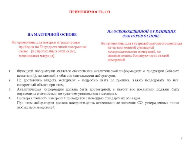 ПРИМЕНИМОСТЬ СО НА МАТРИЧНОЙ ОСНОВЕ: Не применимы для поверки и градуировки