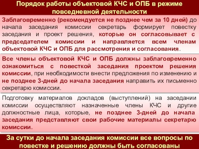 Заблаговременно (рекомендуется не позднее чем за 10 дней) до начала заседания