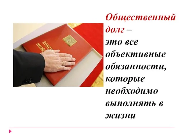 Общественный долг – это все объективные обязанности, которые необходимо выполнять в жизни