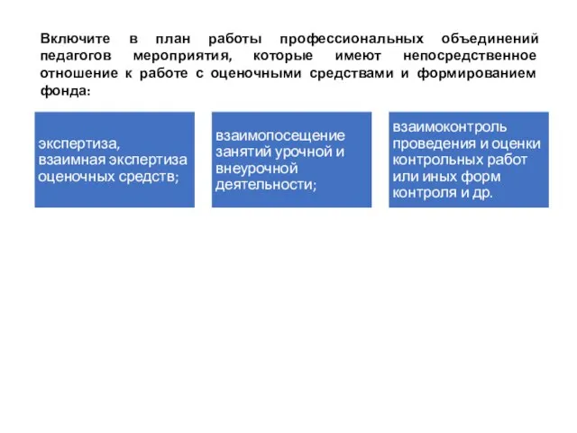 Включите в план работы профессиональных объединений педагогов мероприятия, которые имеют непосредственное