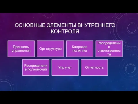 ОСНОВНЫЕ ЭЛЕМЕНТЫ ВНУТРЕННЕГО КОНТРОЛЯ