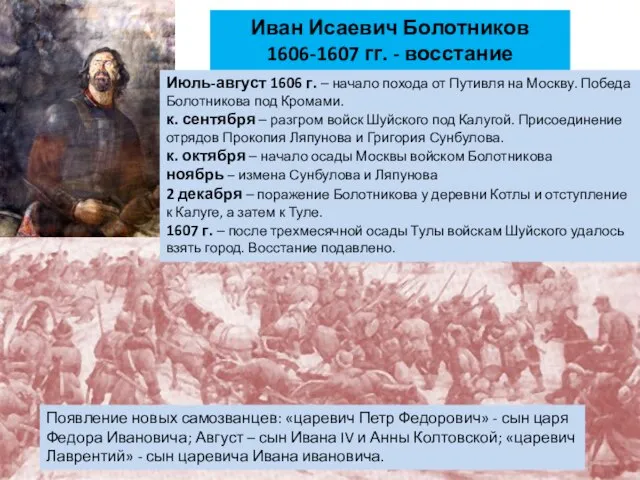 Июль-август 1606 г. – начало похода от Путивля на Москву. Победа