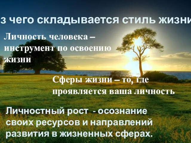 Из чего складывается стиль жизни? Личностный рост - осознание своих ресурсов