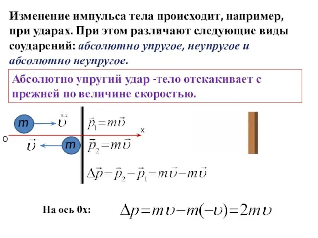 Изменение импульса тела происходит, например, при ударах. При этом различают следующие