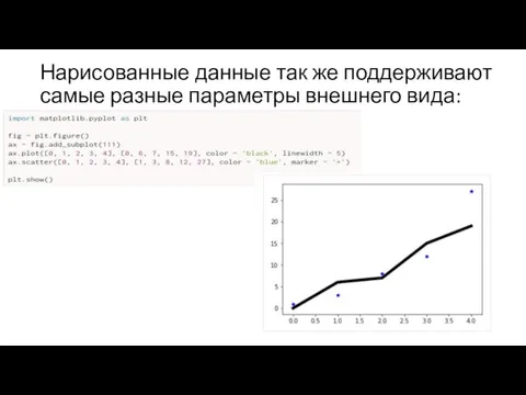 Нарисованные данные так же поддерживают самые разные параметры внешнего вида: