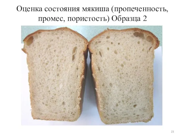 Оценка состояния мякиша (пропеченность, промес, пористость) Образца 2