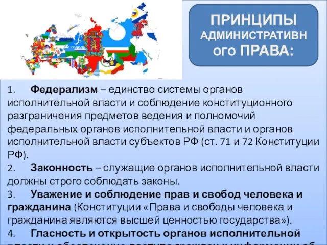 1. Федерализм – единство системы органов исполнительной власти и соблюдение конституционного