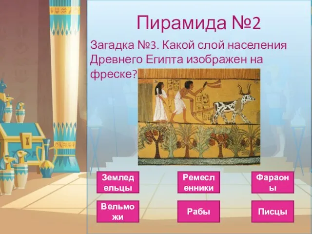 Пирамида №2 Загадка №3. Какой слой населения Древнего Египта изображен на