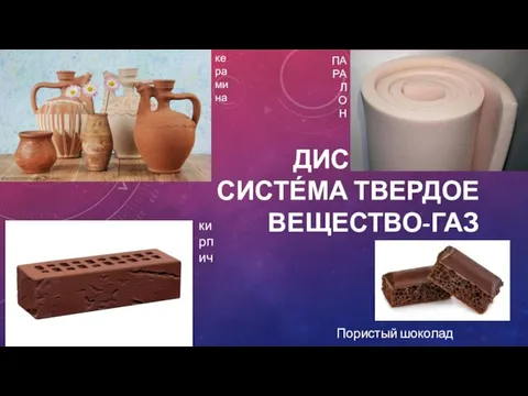 ДИСПЕ́РСНАЯ СИСТЕ́МА ТВЕРДОЕ ВЕЩЕСТВО-ГАЗ ПАРАЛОН керамина Пористый шоколад кирпич