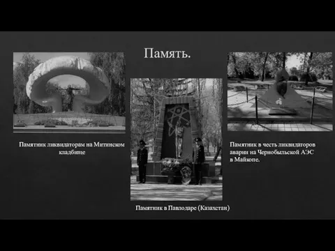 Память. Памятник ликвидаторам на Митинском кладбище Памятник в Павлодаре (Казахстан) Памятник