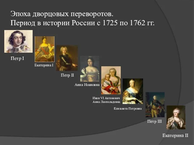 Эпоха дворцовых переворотов. Период в истории России с 1725 по 1762