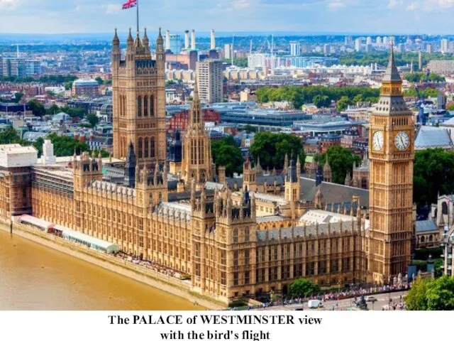 The PALACE of WESTMINSTER view with the bird's flight