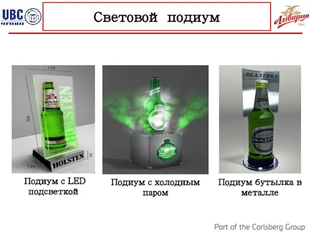 Световой подиум Подиум с холодным паром Подиум с LED подсветкой Подиум бутылка в металле