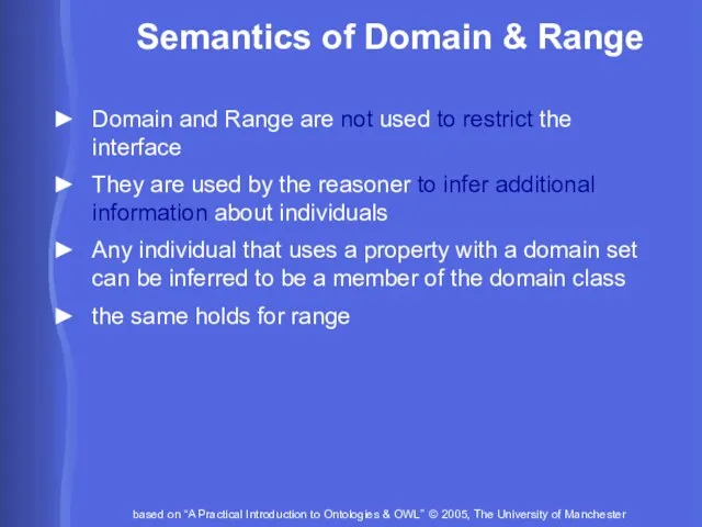 Semantics of Domain & Range Domain and Range are not used