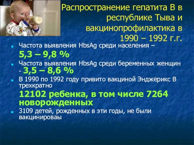 Распространение гепатита В в республике Тыва и вакцинопрофилактика в 1990 –