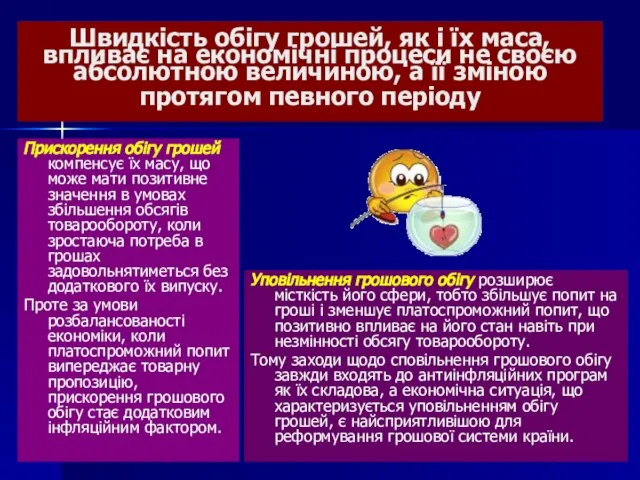 Швидкість обігу грошей, як і їх маса, впливає на економічні процеси