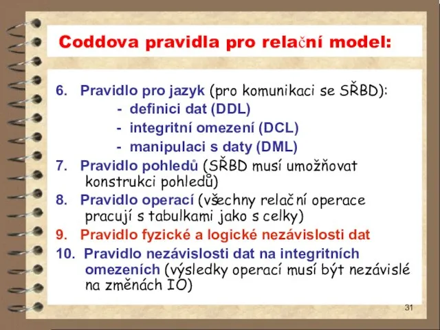 Coddova pravidla pro relační model: 6. Pravidlo pro jazyk (pro komunikaci