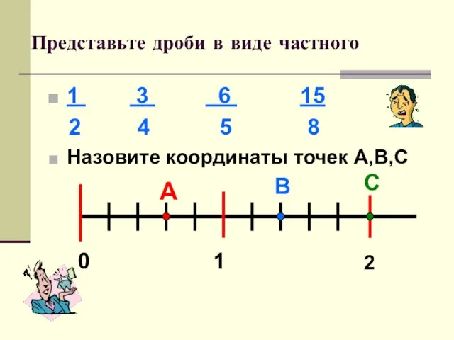 Представьте дроби в виде частного 1 3 6 15 2 4