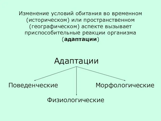 Изменение условий обитания во временном (историческом) или пространственном (географическом) аспекте вызывает