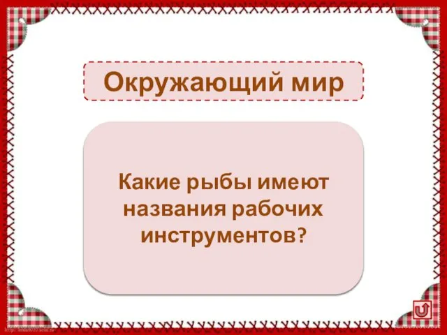 Окружающий мир Рыба-пила, рыба-молот, рыба-игла Какие рыбы имеют названия рабочих инструментов?