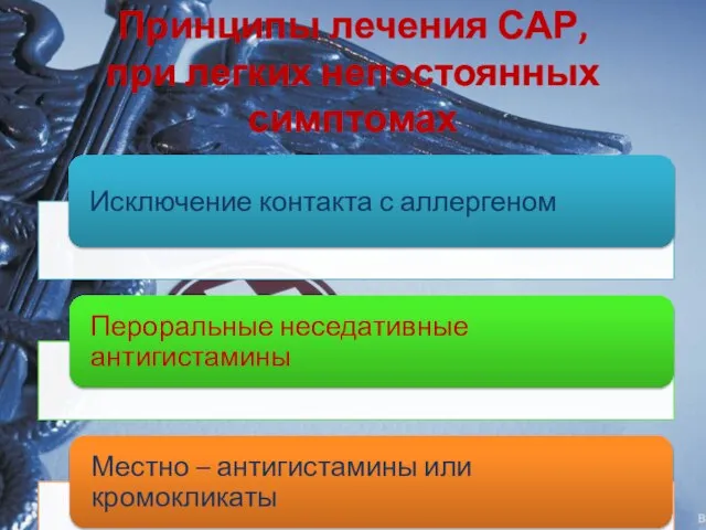 Принципы лечения САР, при легких непостоянных симптомах