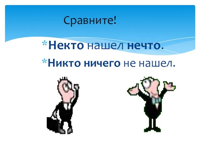 Некто нашел нечто. Никто ничего не нашел. Сравните!