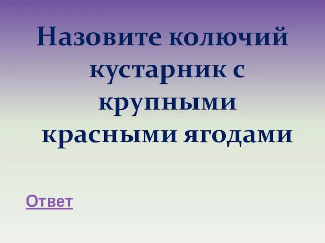 Назовите колючий кустарник с крупными красными ягодами Ответ