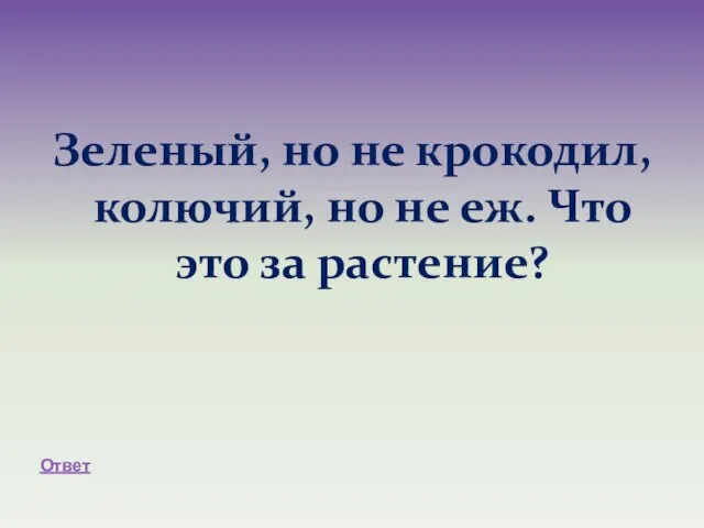 Зеленый, но не крокодил, колючий, но не еж. Что это за растение? Ответ