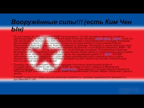 Вооружённые силы!!! (есть Ким Чен Ын) По состоянию на 2006 год