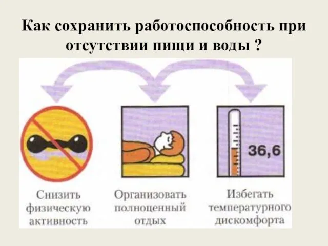 Как сохранить работоспособность при отсутствии пищи и воды ?