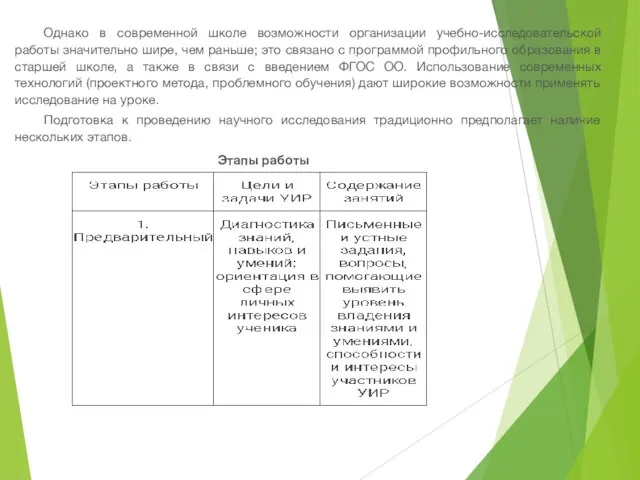 Однако в современной школе возможности организации учебно-исследовательской работы значительно шире, чем