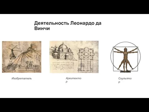 Деятельность Леонардо да Винчи Изобретатель Архитектор Скульптор