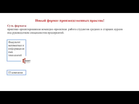 Новый формат производственных практик! Факультет математики и информационных технологий IT-компания Суть