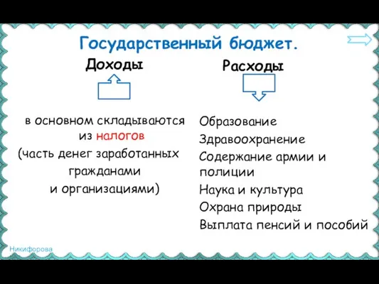 в основном складываются из налогов (часть денег заработанных гражданами и организациями)