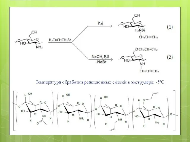Температура обработки реакционных смесей в экструдере: -5ºС