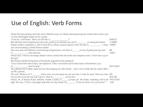 Use of English: Verb Forms