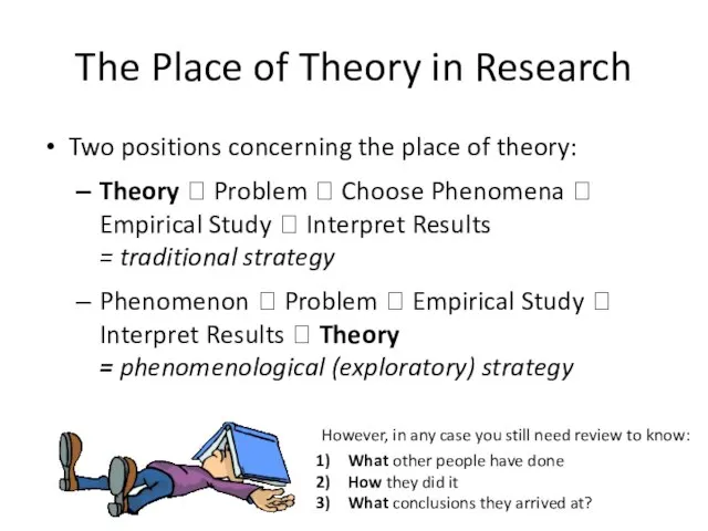The Place of Theory in Research Two positions concerning the place