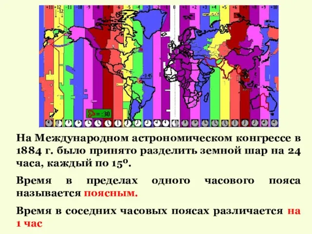 На Международном астрономическом конгрессе в 1884 г. было принято разделить земной