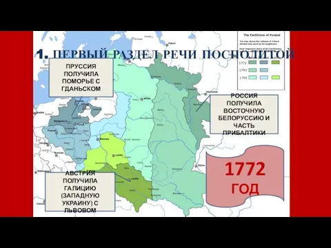 1. ПЕРВЫЙ РАЗДЕЛ РЕЧИ ПОСПОЛИТОЙ РОССИЯ ПОЛУЧИЛА ВОСТОЧНУЮ БЕЛОРУССИЮ И ЧАСТЬ